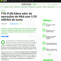 TTR: PLMJ lidera valor de operaes de M&A com 1.737 milhes de euros